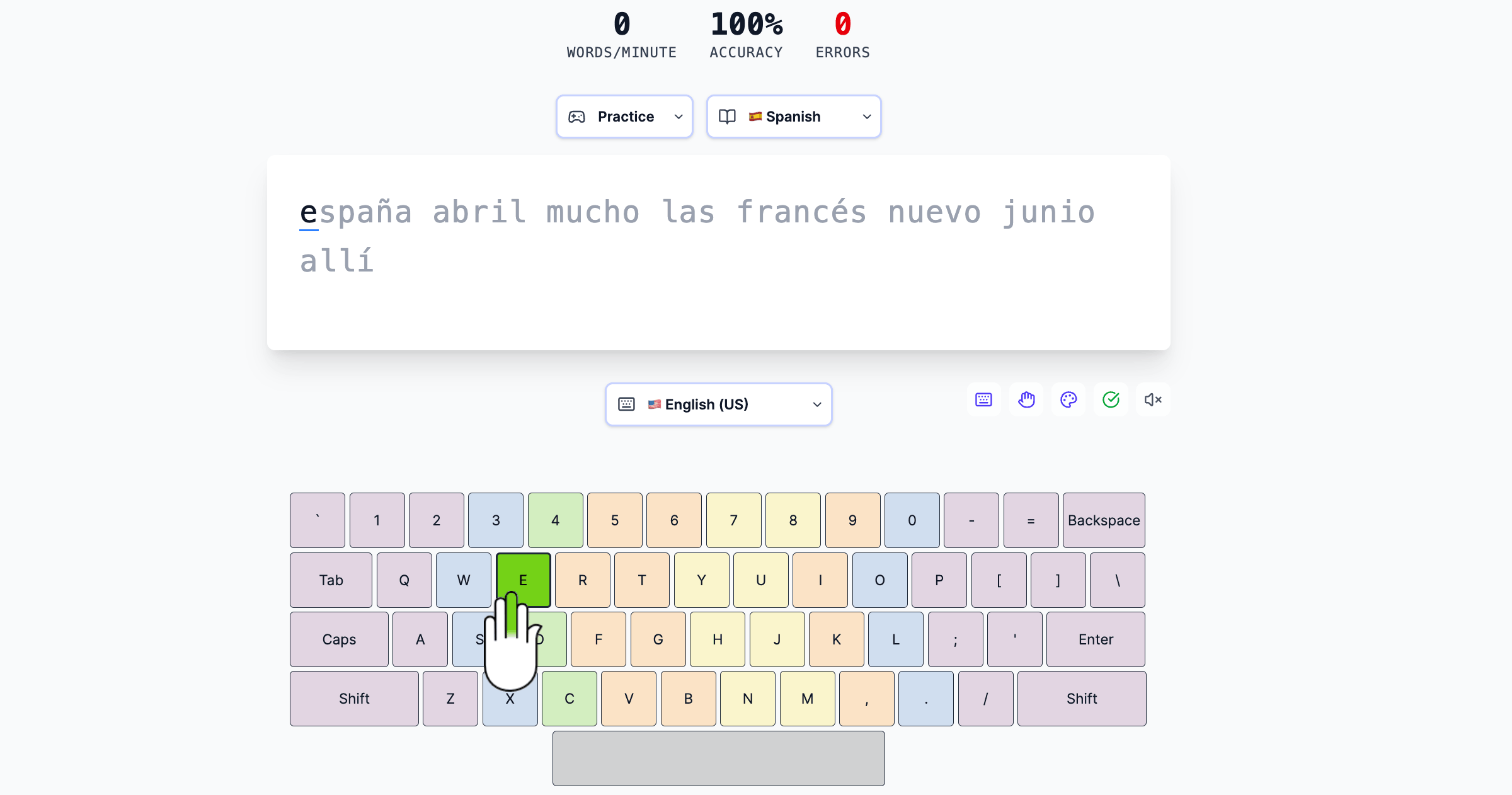 Blind Typing Tutor - light mode